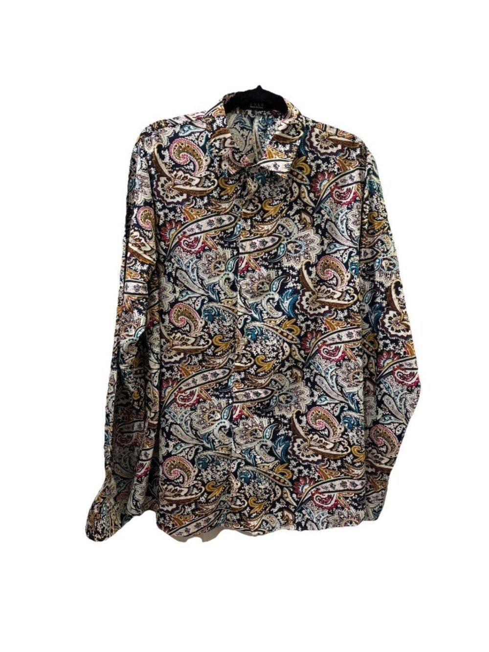 SSLR Paisley Button Up Mens Long Sleeve Shirt Cotton Size XL